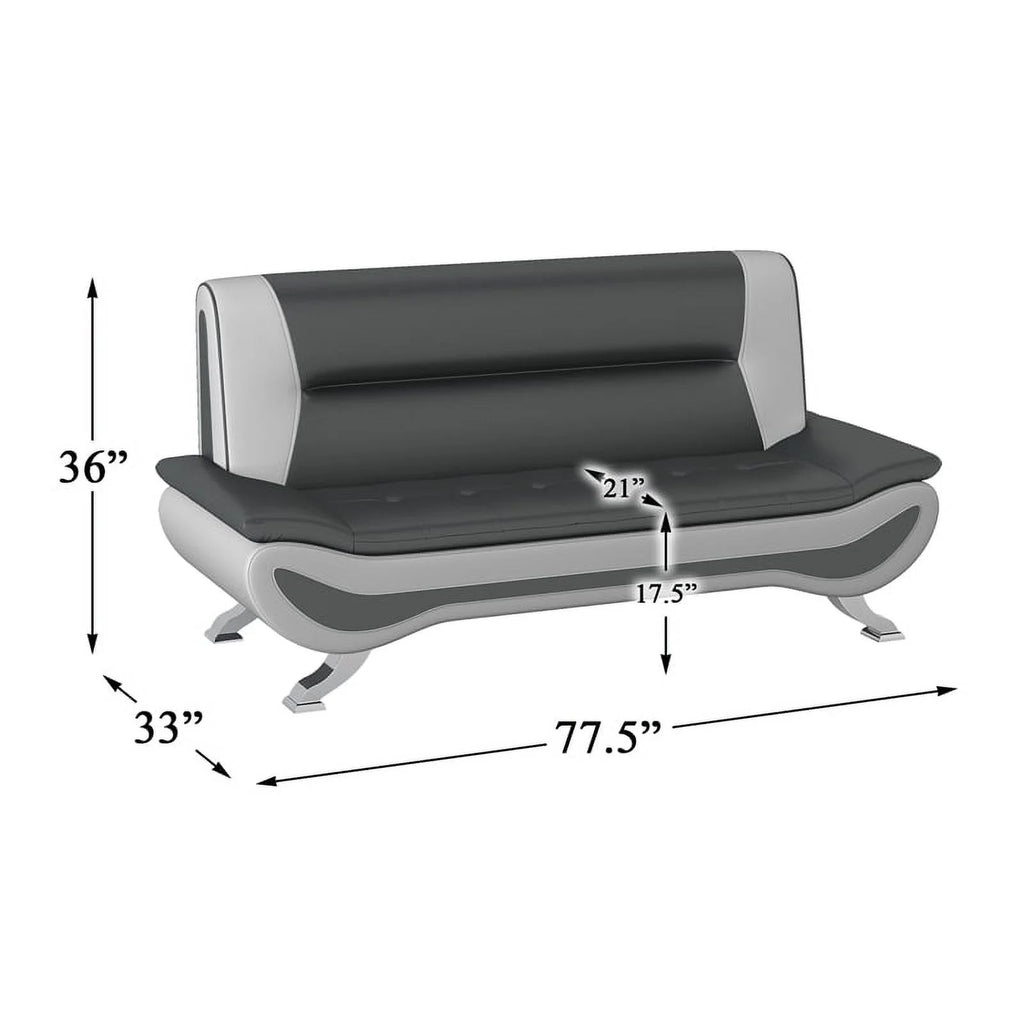 Faux Leather Sofa in Black and White X9733