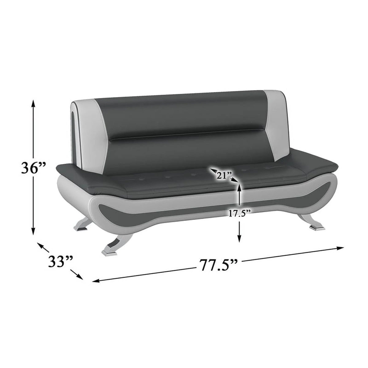 Faux Leather Sofa in Black and White X9733