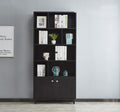 Modern Bookcase with 2 Doors 68 Tall Wooden Bookshelf with 7 Compartments K887259