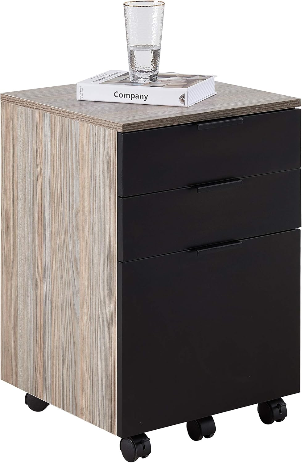 3 Drawer Rolling Wood File Cabinet with Locking Wheels T286610