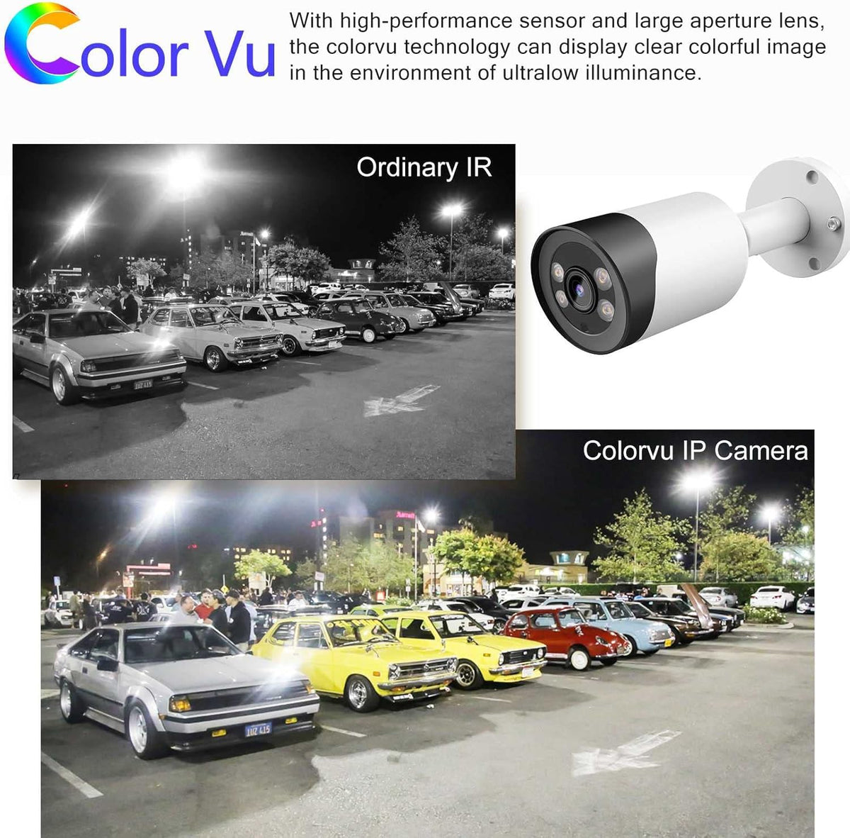 8MP Colorvu POE IP Camera with Mic, 4K Outdoor Bullet Security with 98ft Full Color Night Vision, 2.8 mm Fixed Lens, IP67 W603213