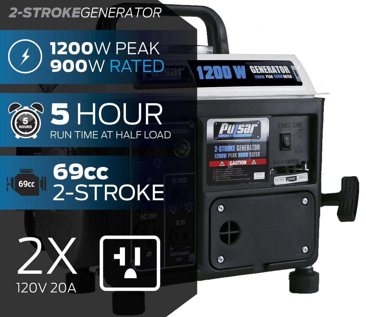 1200 Peak Watt 900 Running Watt Portable Gas Powered Generator A5113