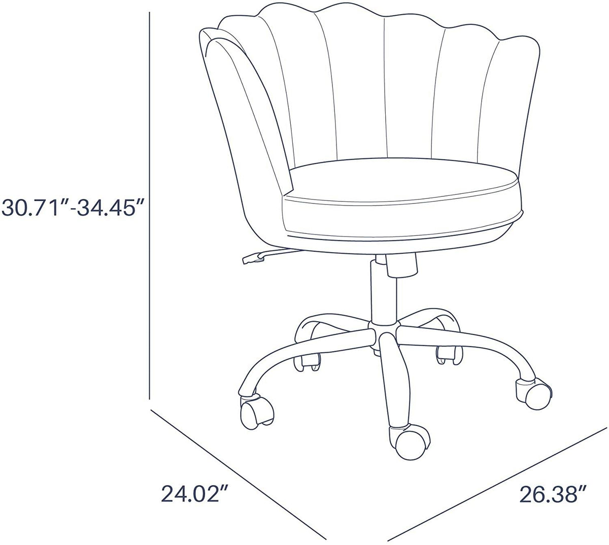 Blue Velvet Upholstered Swivel Office Chair Z66590