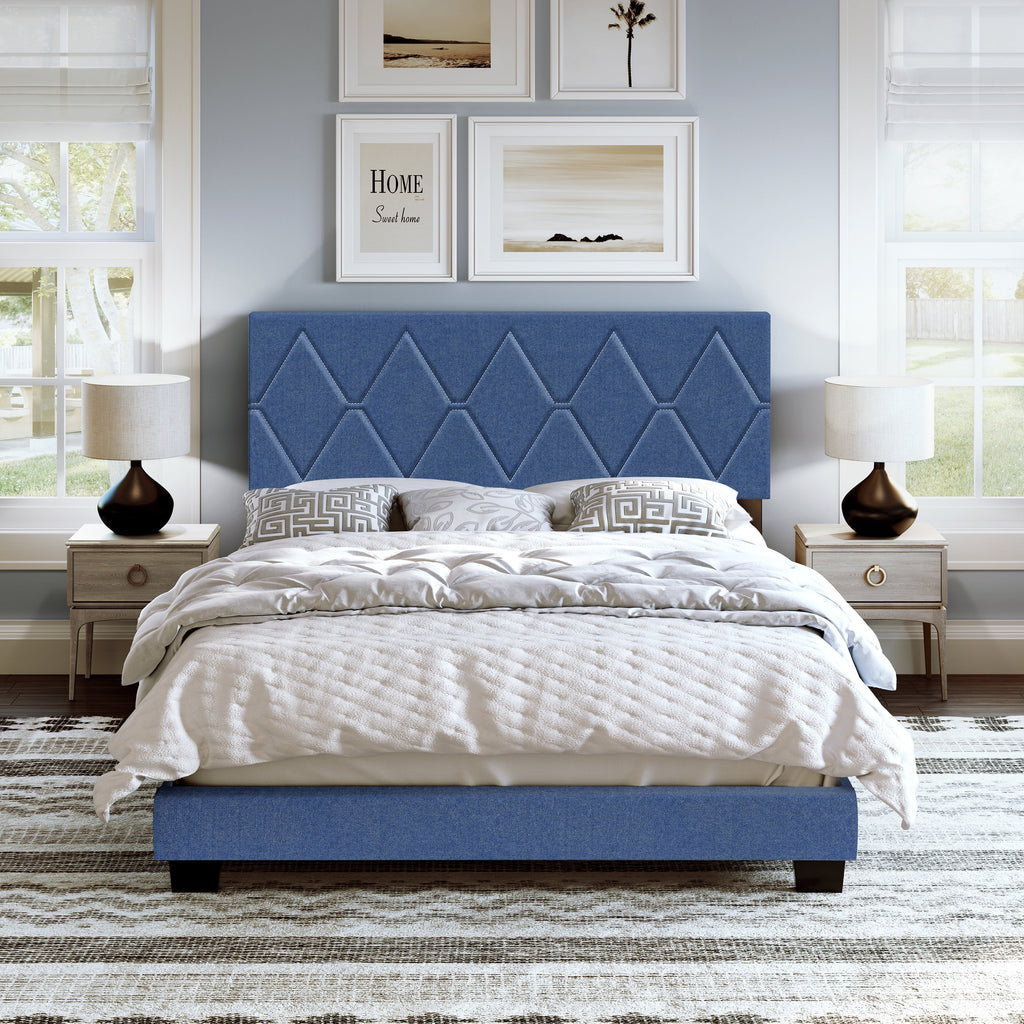 Queen Black Linen Platform Bed B882