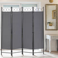 Folding Privacy Screen with 4 Panels Steel Frame Gray D46004
