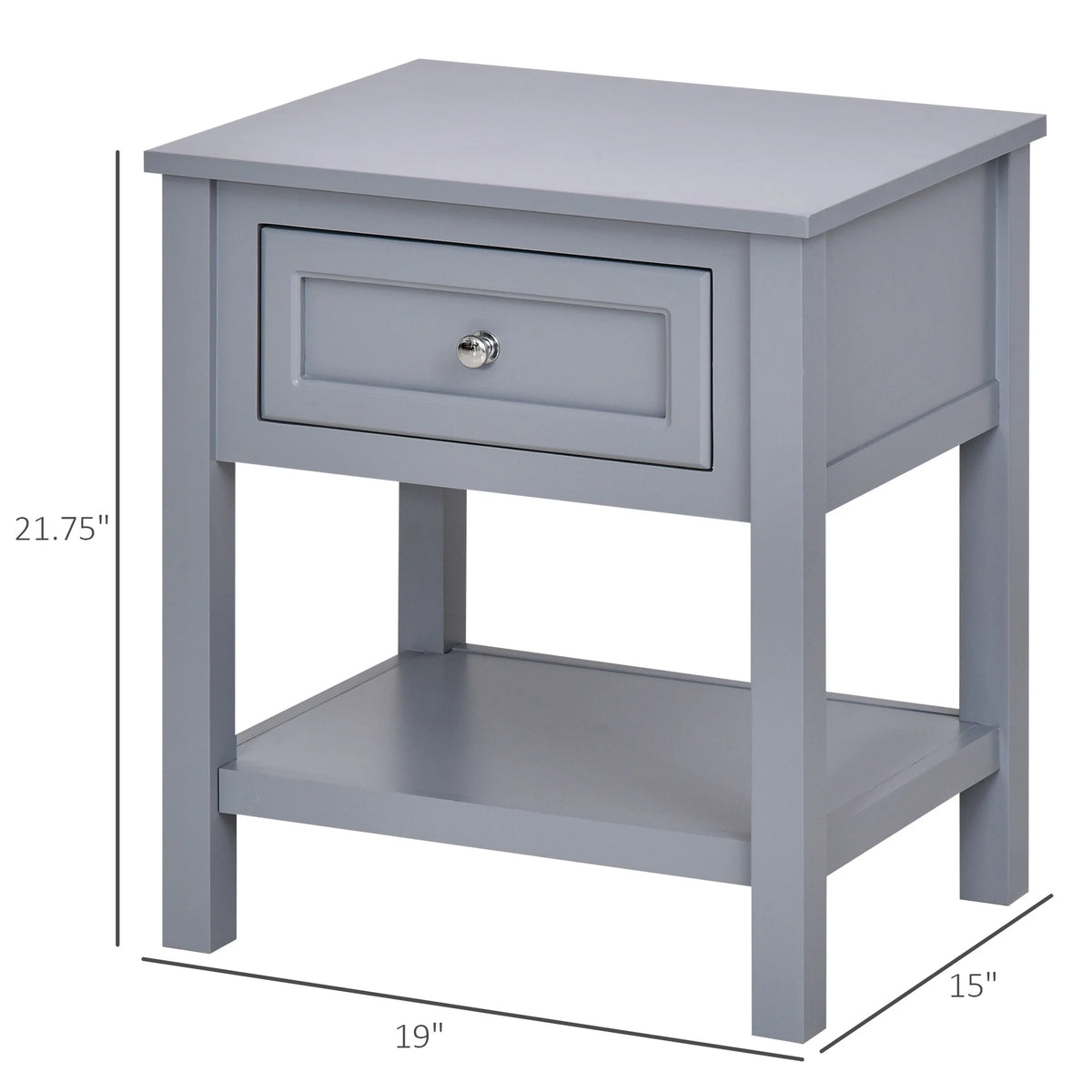 Accent End Table with Gray Tabletop, Storage Drawer, and Bottom Shelf C759245