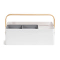 White Plastic and Wood Desk Caddy Z1360