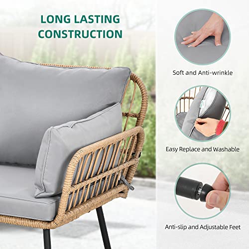 4 Pieces All-Weather Wicker Patio Furniture Set W67797