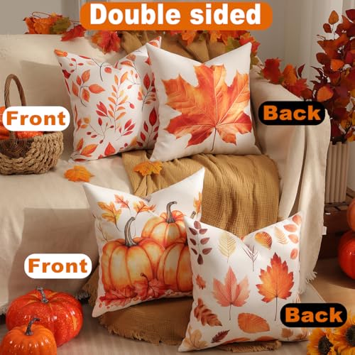 Double Sided Plaid Throw Pillow Covers 18x18 Inches Set of 4 C426486