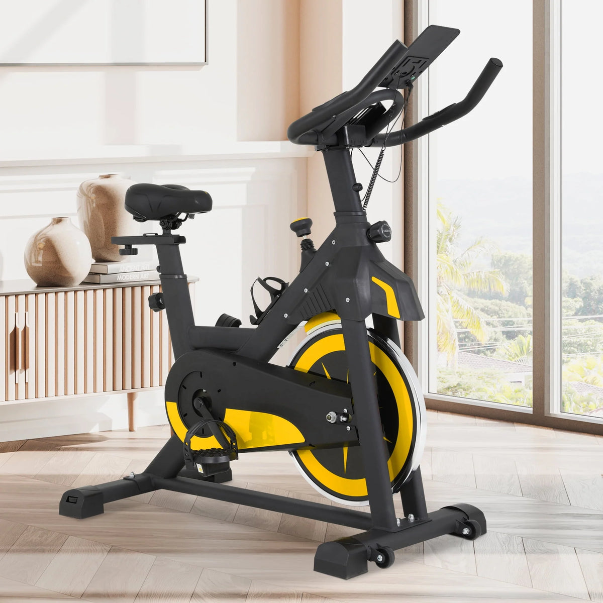 Recumbent Exercise Bike with Bottle Holder & LCD Heart Rate Monitor C95064