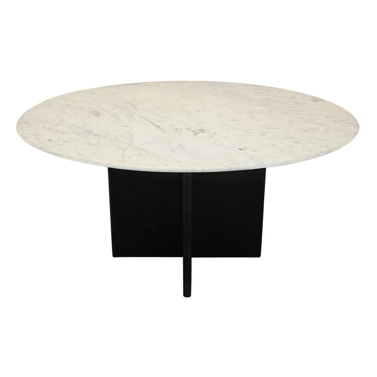 White 48" Marble Top Round Dining Table with Wooden Base Q7187