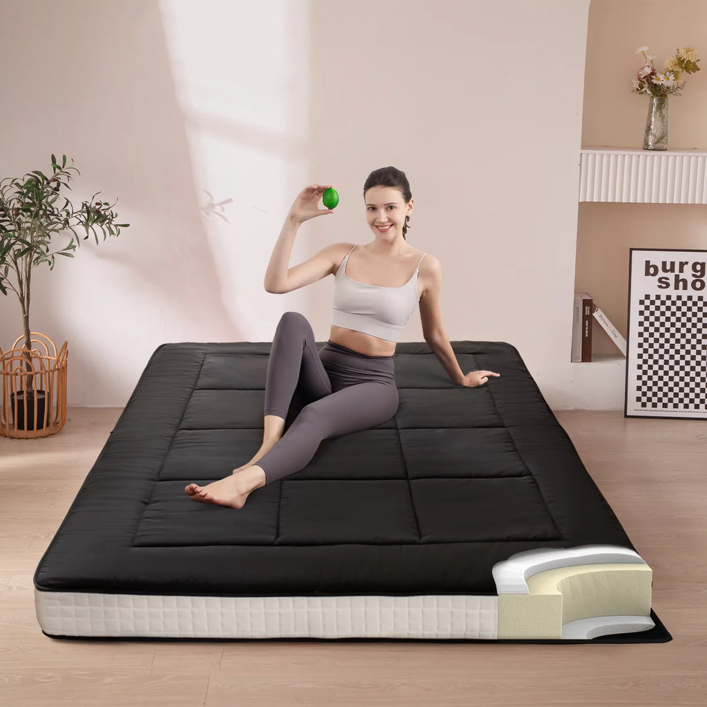 6" Extra Thick Foldable Floor Mattress, Black, Twin G24539