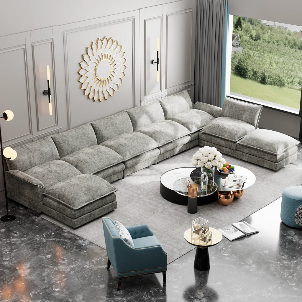 Oversized Modular Sectional Sofa with Ottomans O618