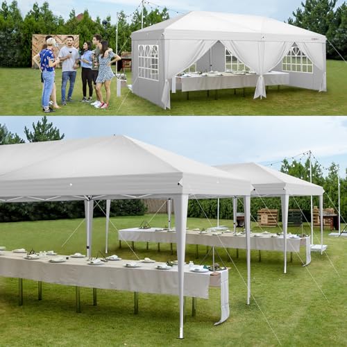 10'x20' Pop Up Canopy Tent with 6 Removable Sidewalls White M43876