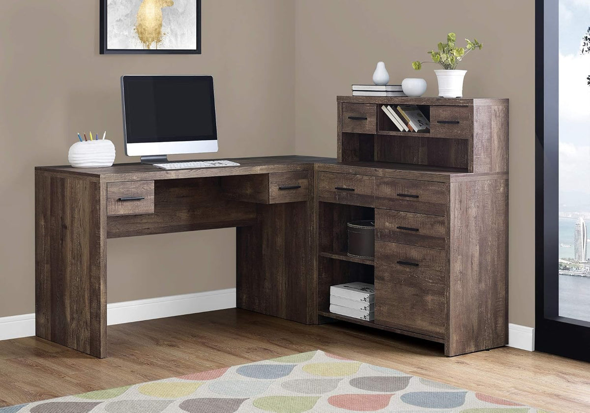 L-Shaped Corner Computer Desk with Hutch E2300