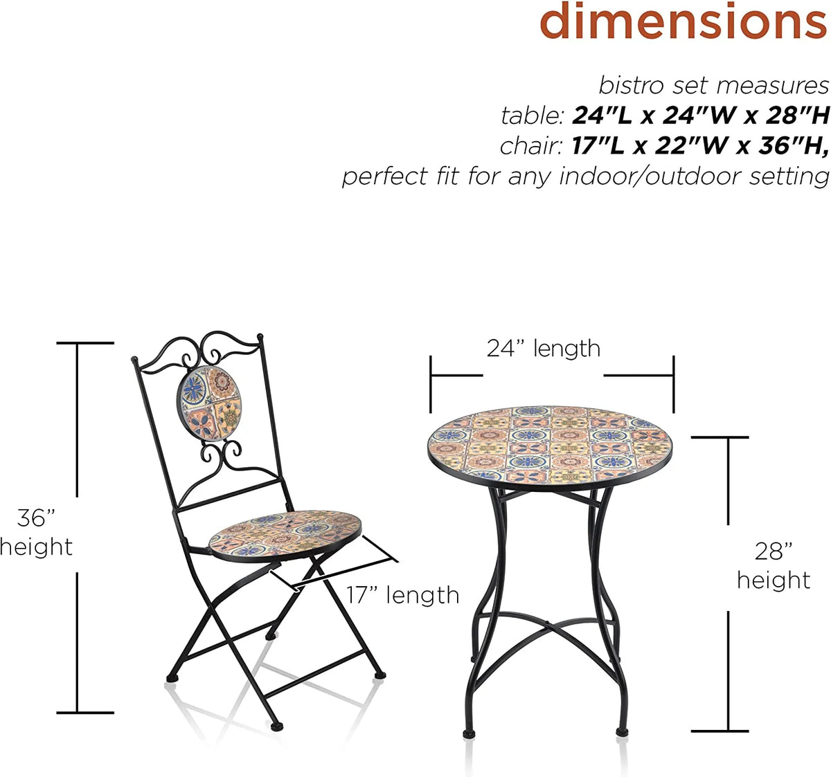 Multicolor Mediterranean Tile Design Table Chairs Patio Seating K184115