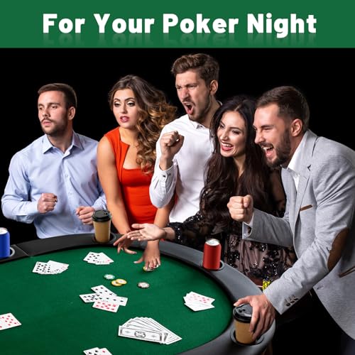 84" Tri Fold Folding Poker Padded Table Top with 10 Cupholders Green L615