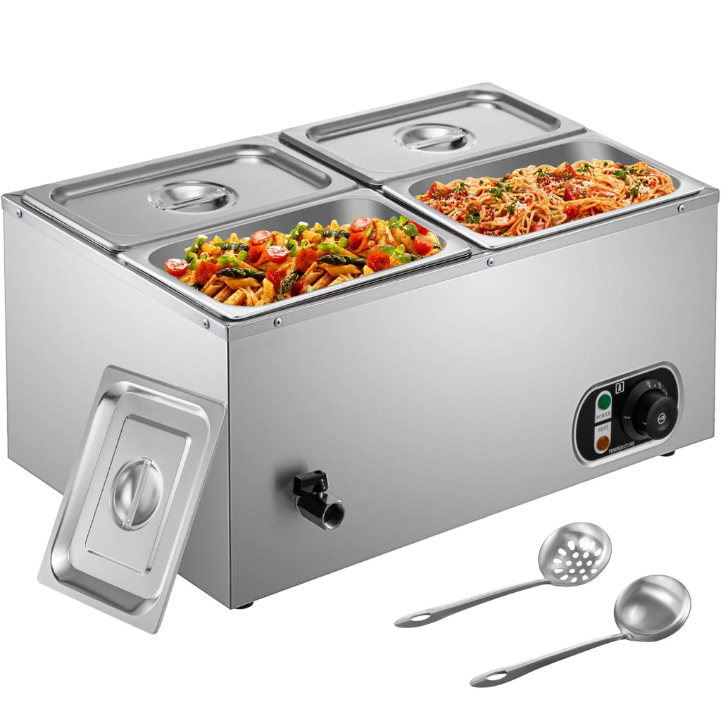 110V 4-Pan Stainless Steel Commercial Food Warmer 24 Qt B329090