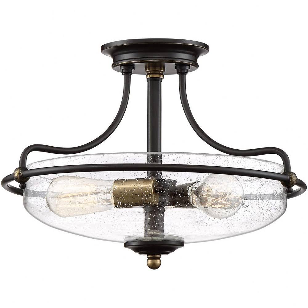 3 Light Semi-Flush Mount Palladian Bronze Finish with Clear Seedy Glass K7307