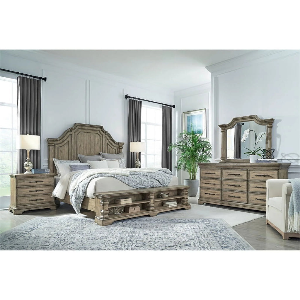 King Wood Panel Storage Bed in Honey Brown C976705