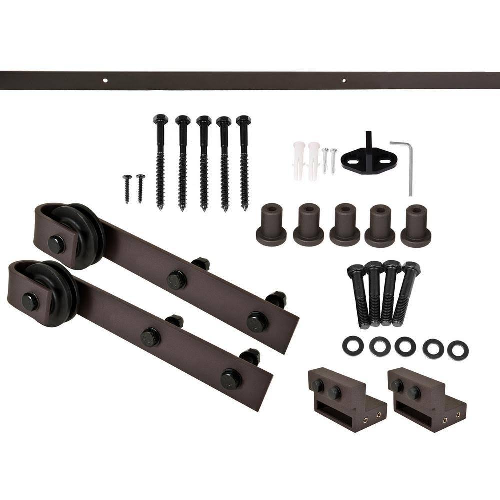 Stained Wood Sliding Barn Door with Hardware Kit K375