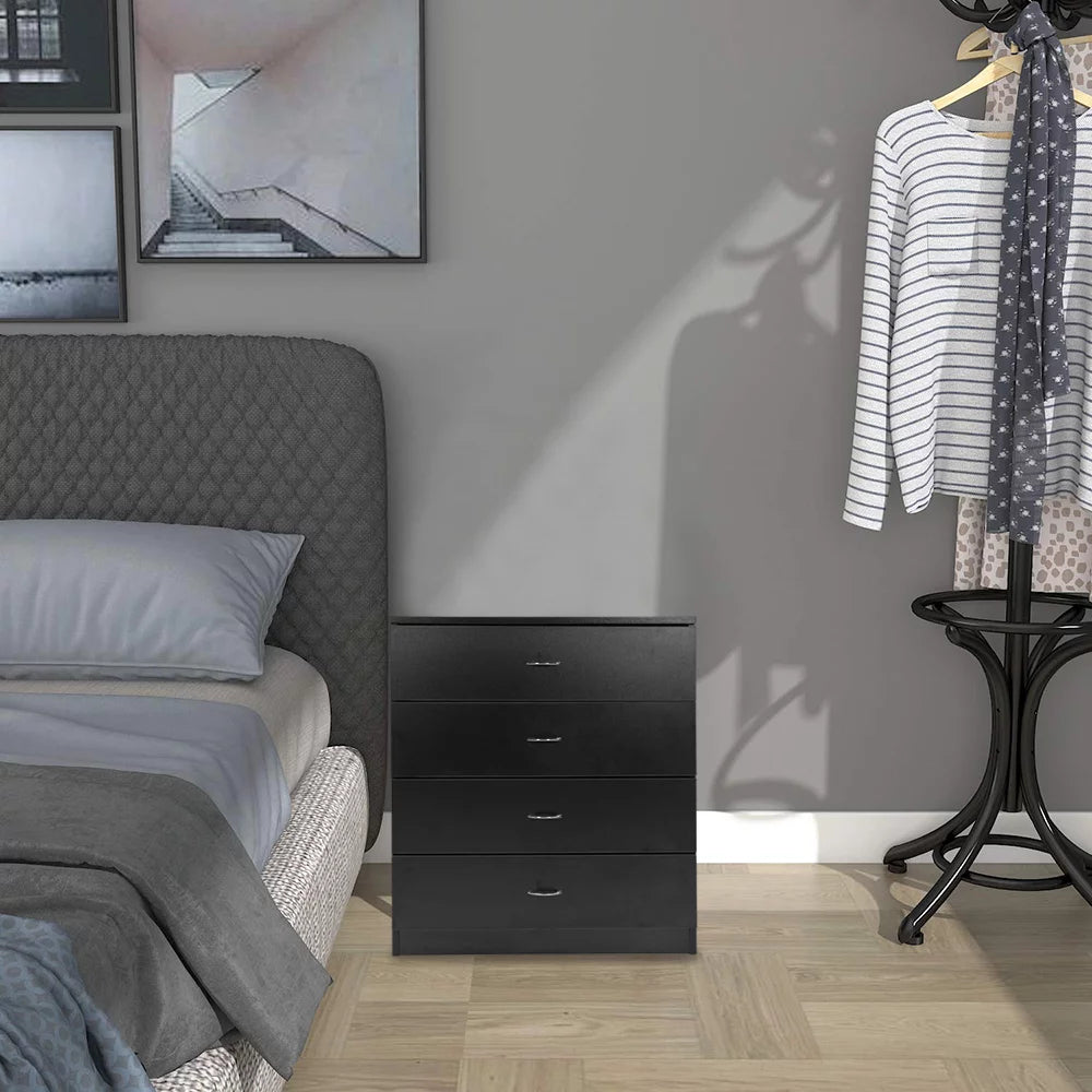 Black 4 Drawer Wood Nightstand X968812