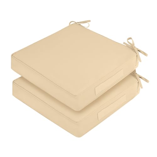 Waterproof Outdoor Chair Cushions Set of 2, Square 19 x 19 with Ties and Removable Covers W68138