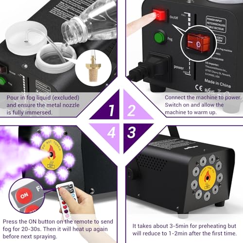 450W 2500CFM Portable Fog Machine with 9 LED Lights C580819