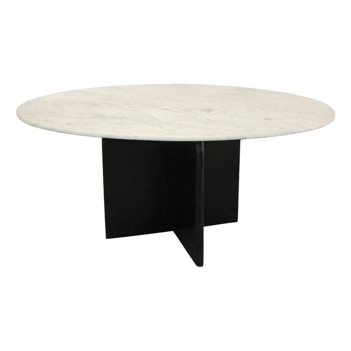 White 48" Marble Top Round Dining Table with Wooden Base Q7187
