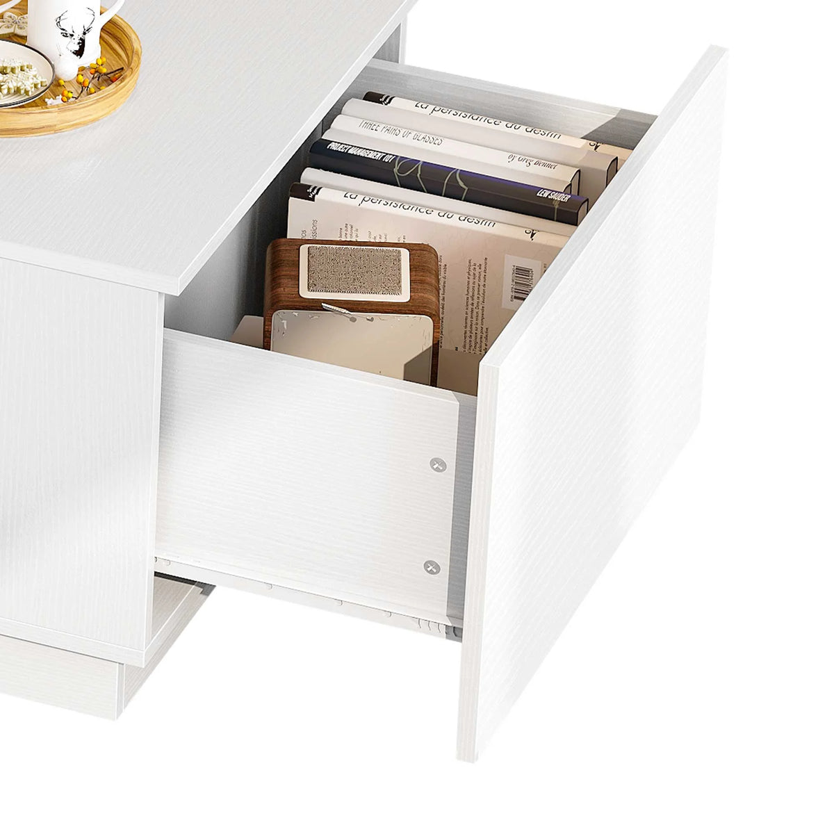White Coffee Table with Storage P98501