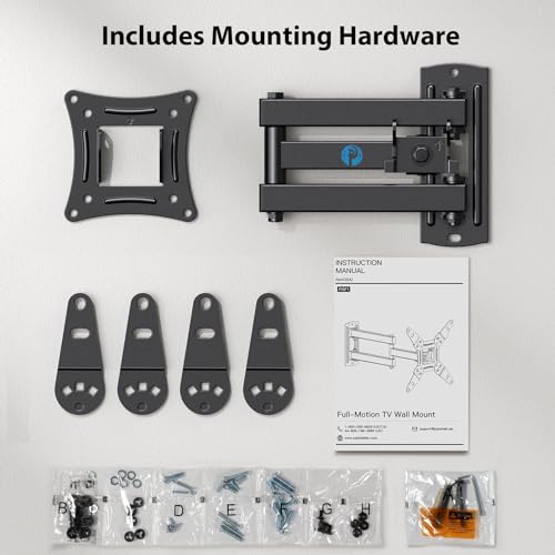 Full Motion TV Monitor Wall Mount Bracket Articulating Arms Swivel Tilt for 13-42 Inch LED LCD Flat Curved Screen TVs H9836