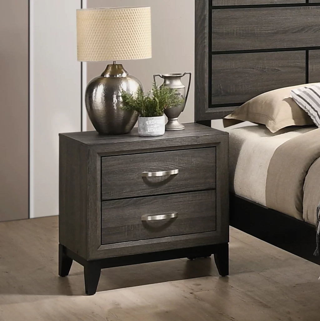 King Size Wood Bedroom Set with Bed Dresser Mirror Nightstand Chest D78738