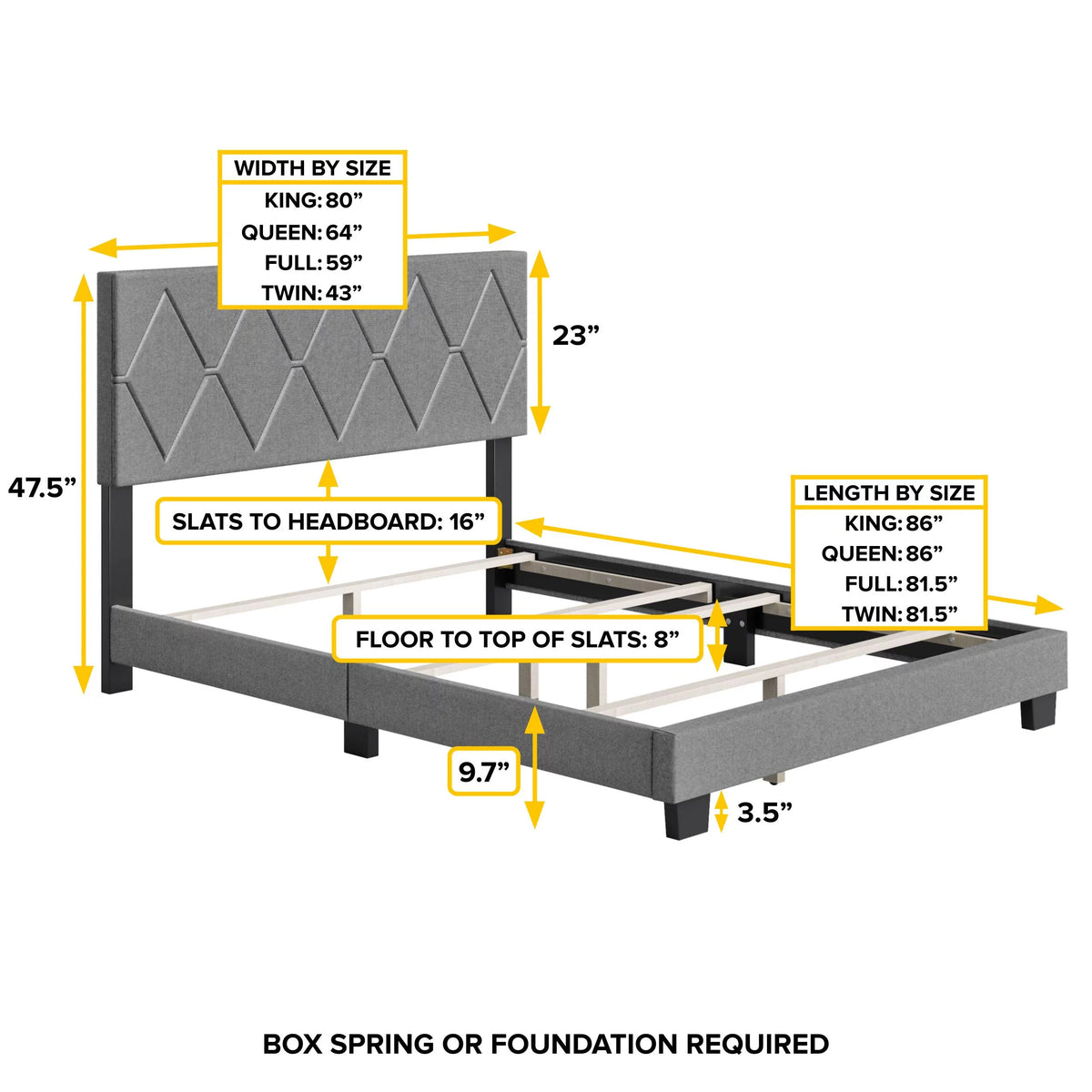 Queen Black Linen Platform Bed B882