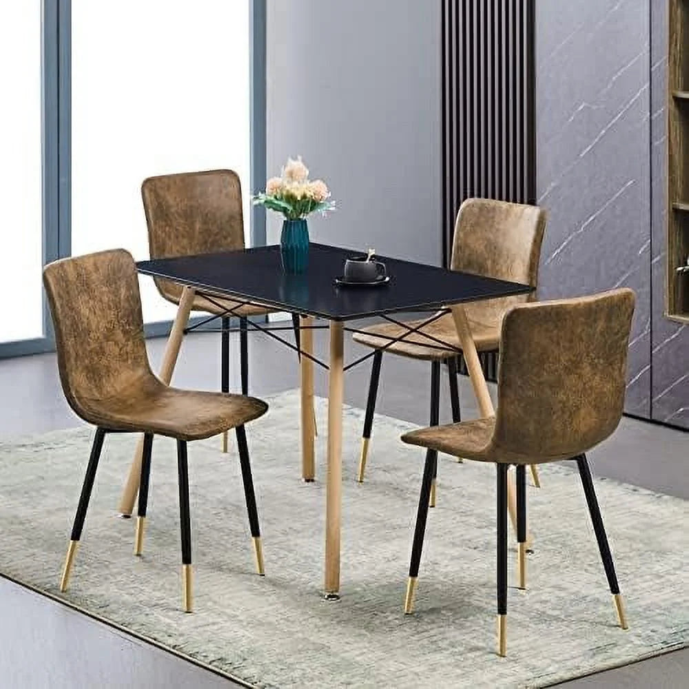 Industrial Dining Chair Set of 4 with Black Gold Metal Legs K338083