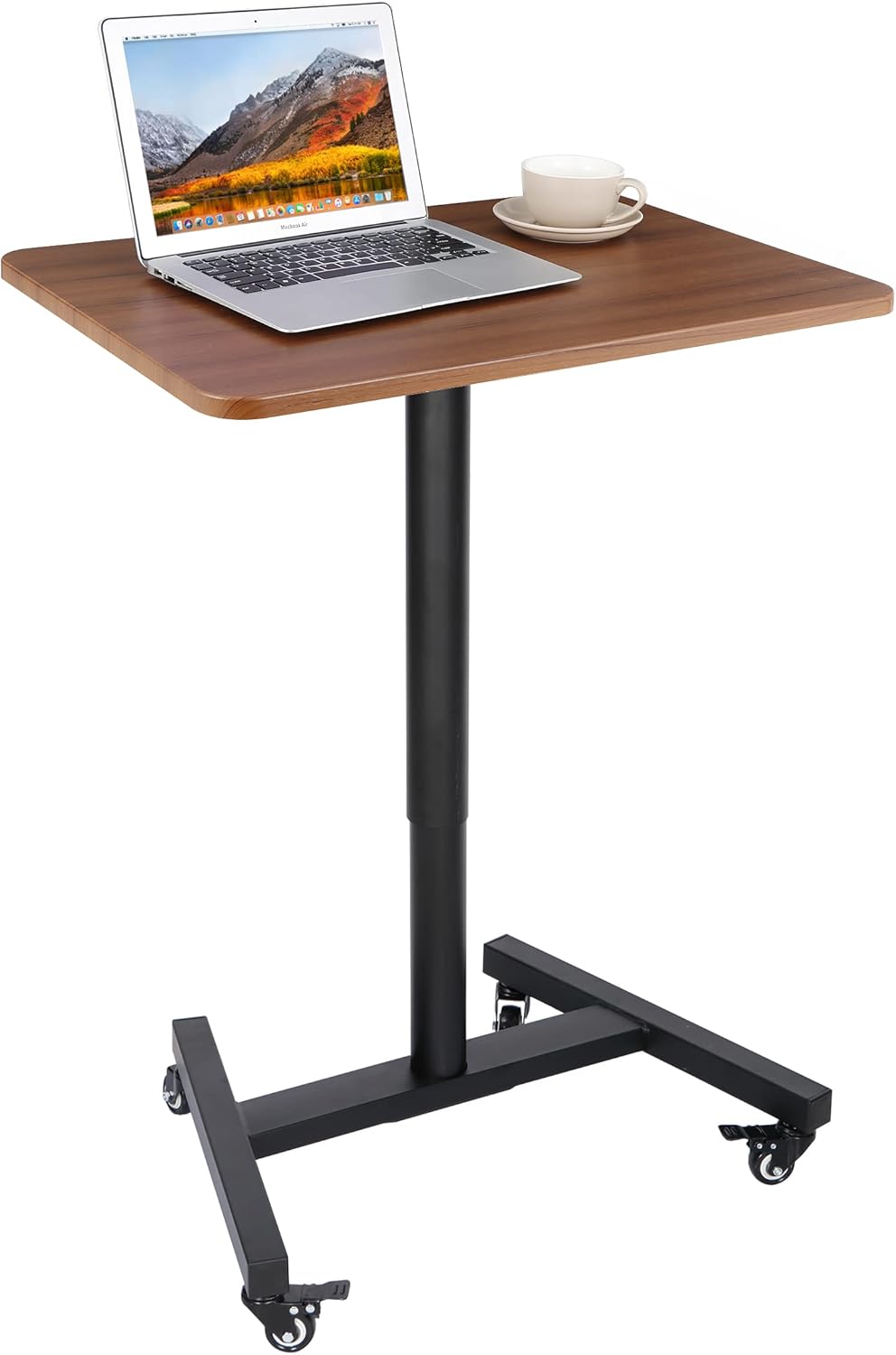 28 Inch Pneumatic Height Adjustable White Standing Desk Cart P669
