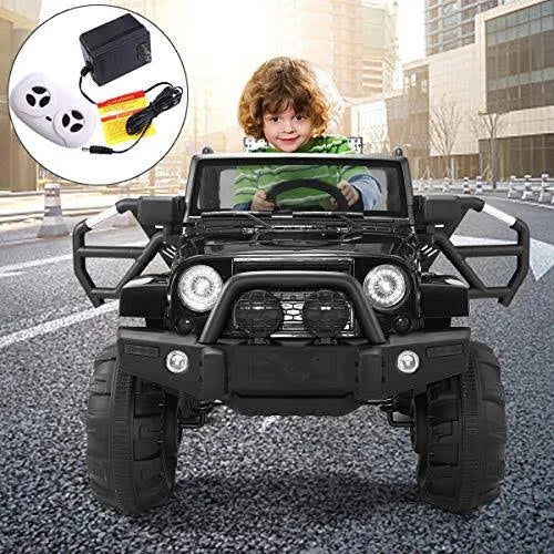 12V Battery Powered Electric Car with Remote Control Black K729814