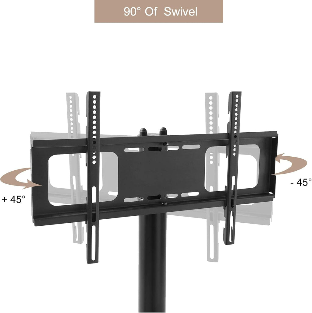 Mobile TV Cart with Wheels for 32-65 Inch, Height and Angle Adjustable Tempered Glass Metal Frame H721