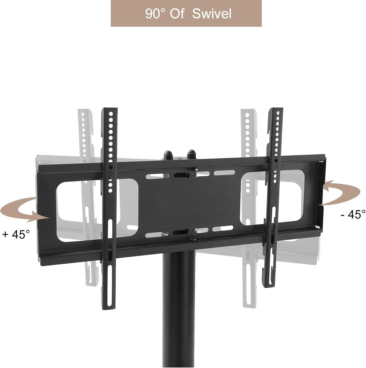 Mobile TV Cart with Wheels for 32-65 Inch, Height and Angle Adjustable Tempered Glass Metal Frame H721