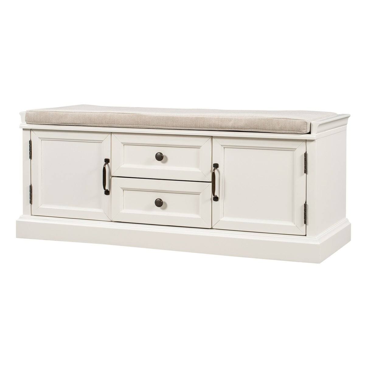 White Storage Bench with 2 Drawers and 2 Cabinets Z752193