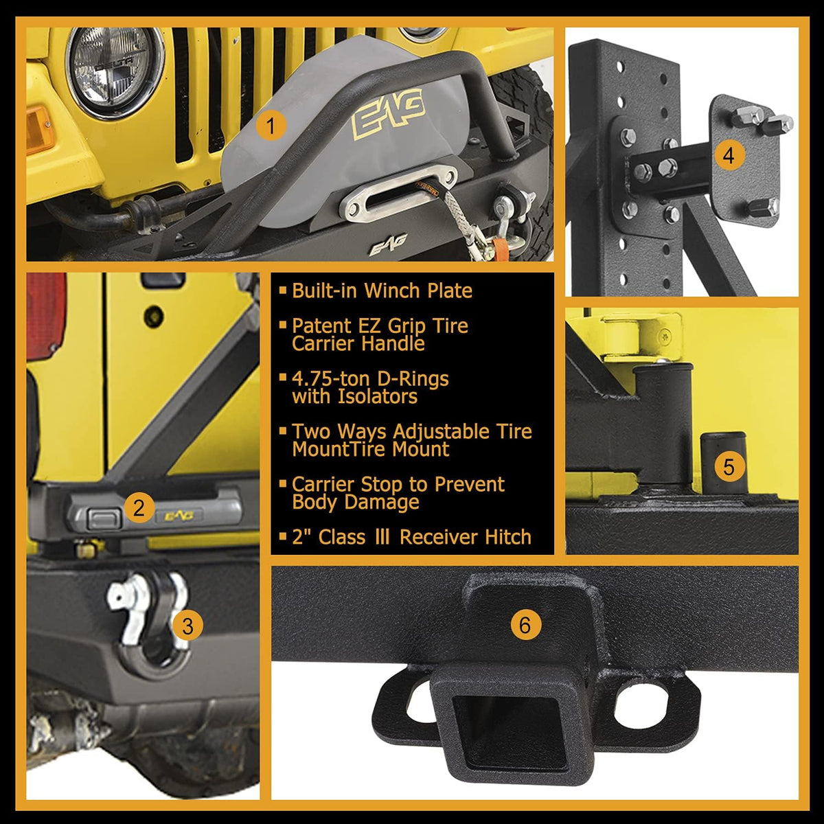 Front and Rear Bumper with Tire Carrier G24078