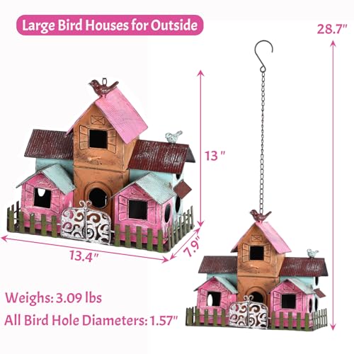 Large 4 Hole Metal Bird House with Bell M747
