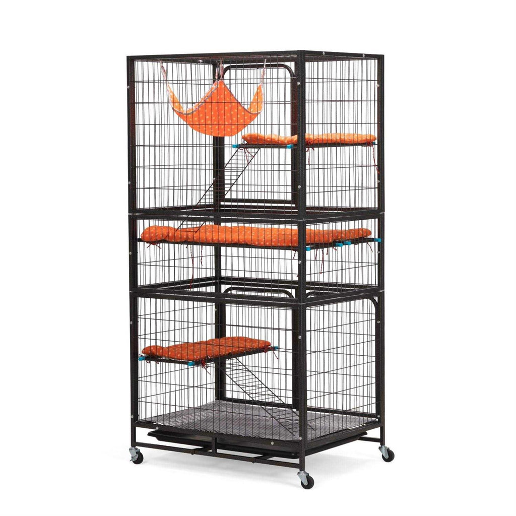 4-Tier Wire Cat Cage with Removable Wheels H7897