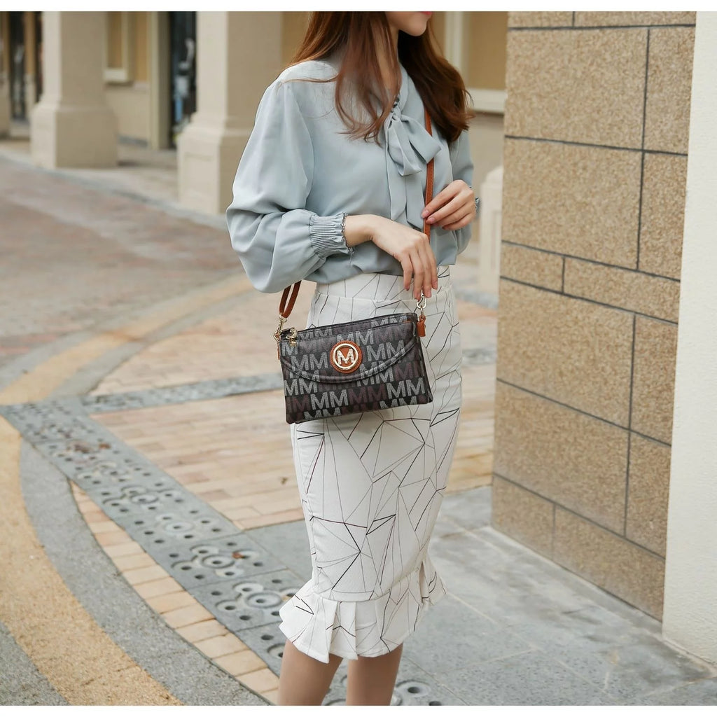 Beige Monogram Crossbody Handbag P1095