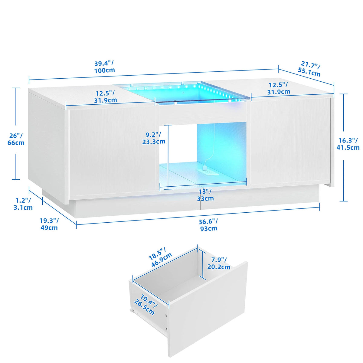 White Coffee Table with Storage P98501