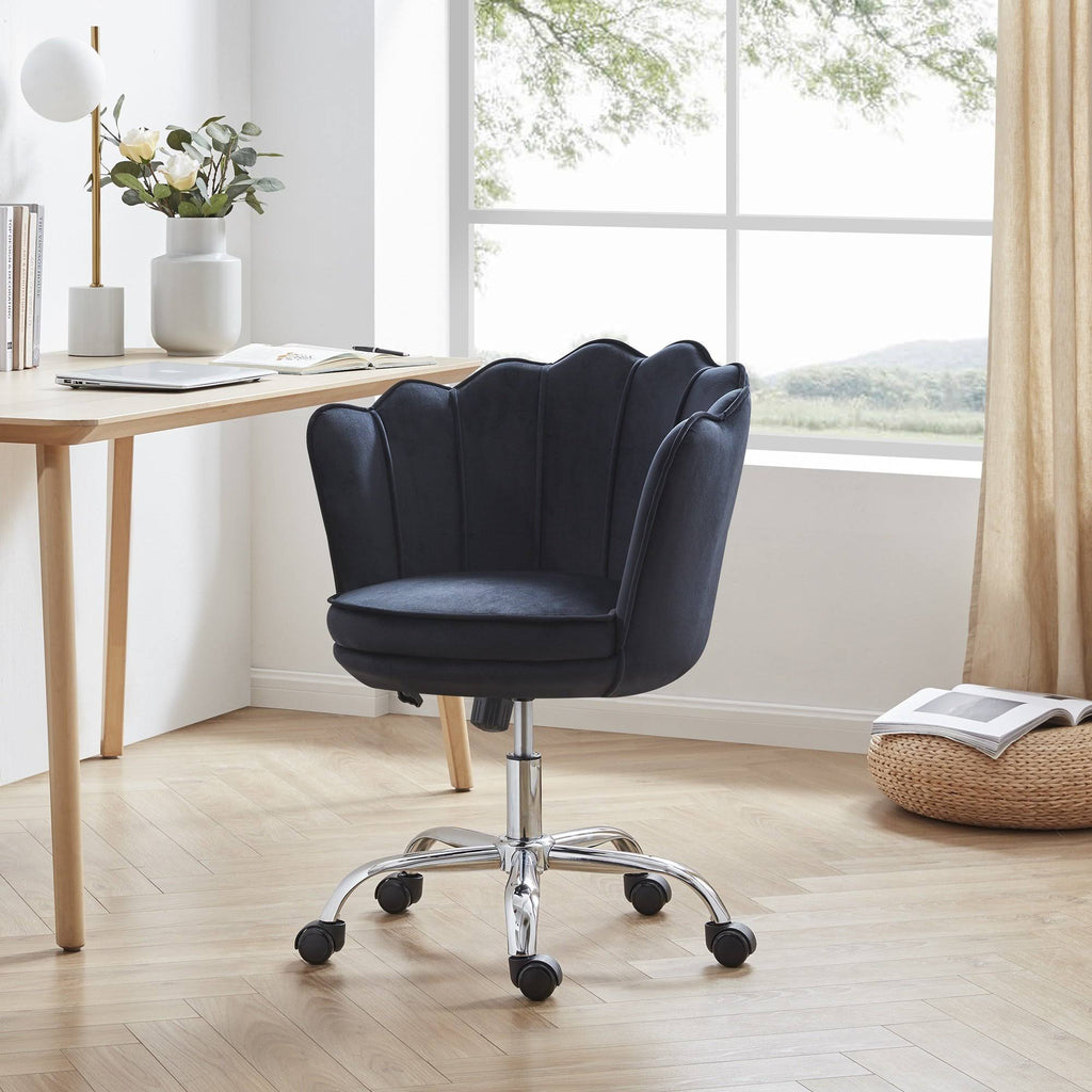 Blue Velvet Upholstered Swivel Office Chair Z66590