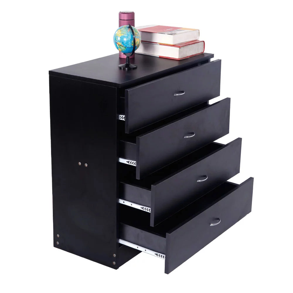 Black 4 Drawer Wood Nightstand X968812