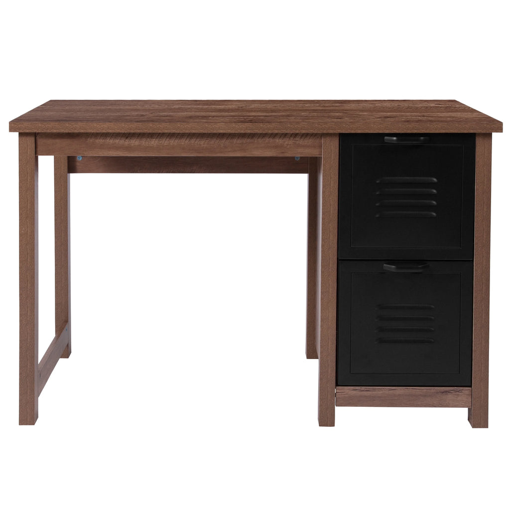 Oak Wood Grain Finish Computer Desk with Metal Drawers J919