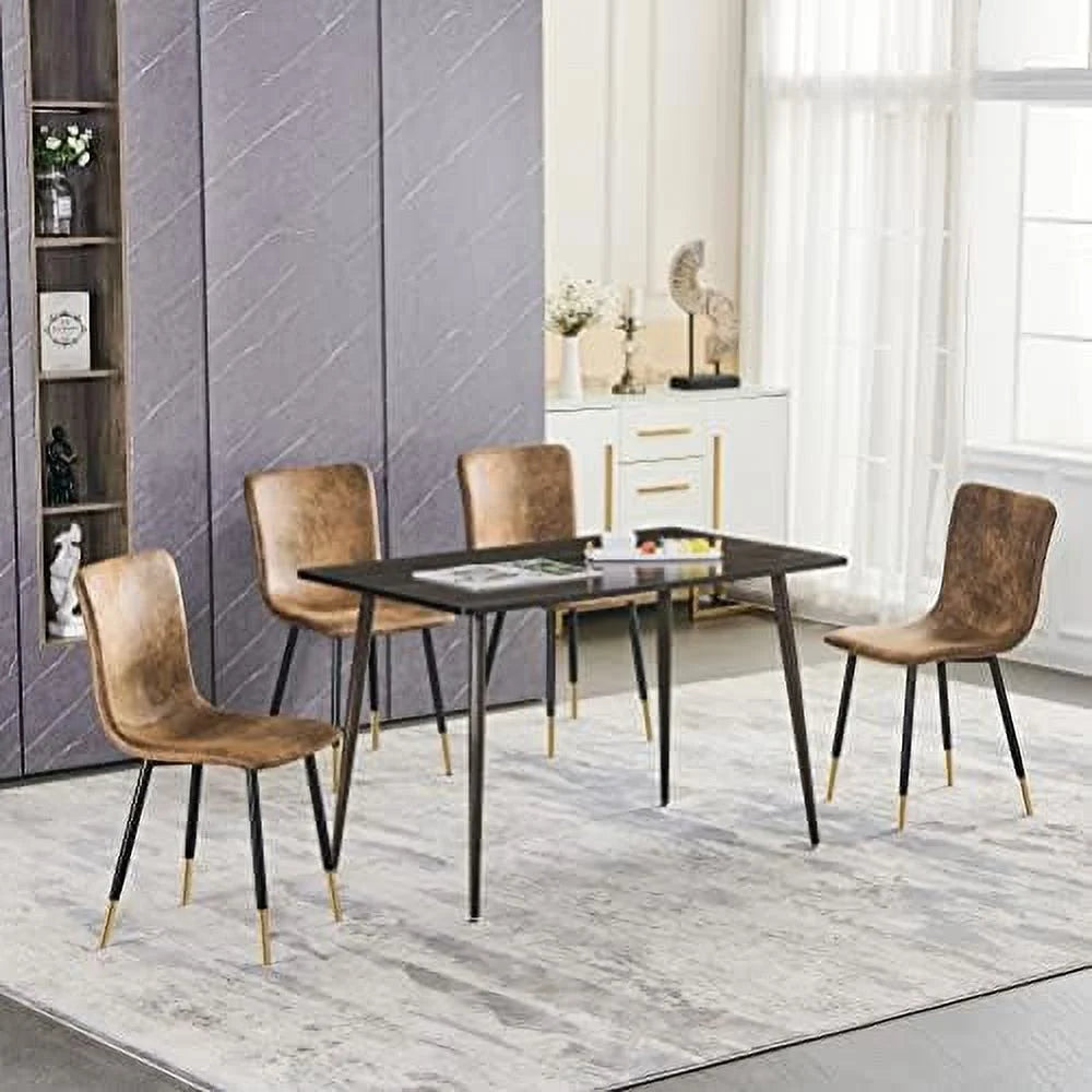 Industrial Dining Chair Set of 4 with Black Gold Metal Legs K338083