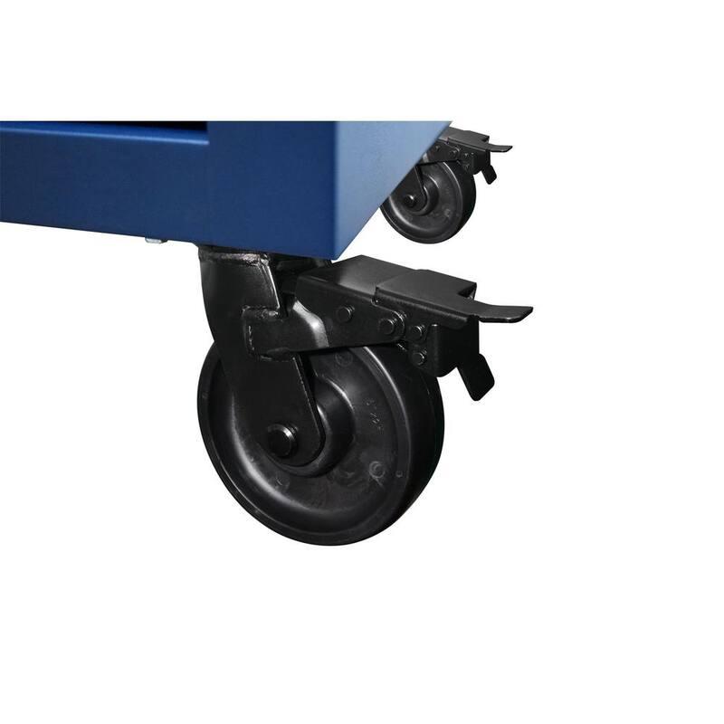72 in. Heavy Duty Matte Blue Mobile Workbench Cabinet with Solid Wood Top R936