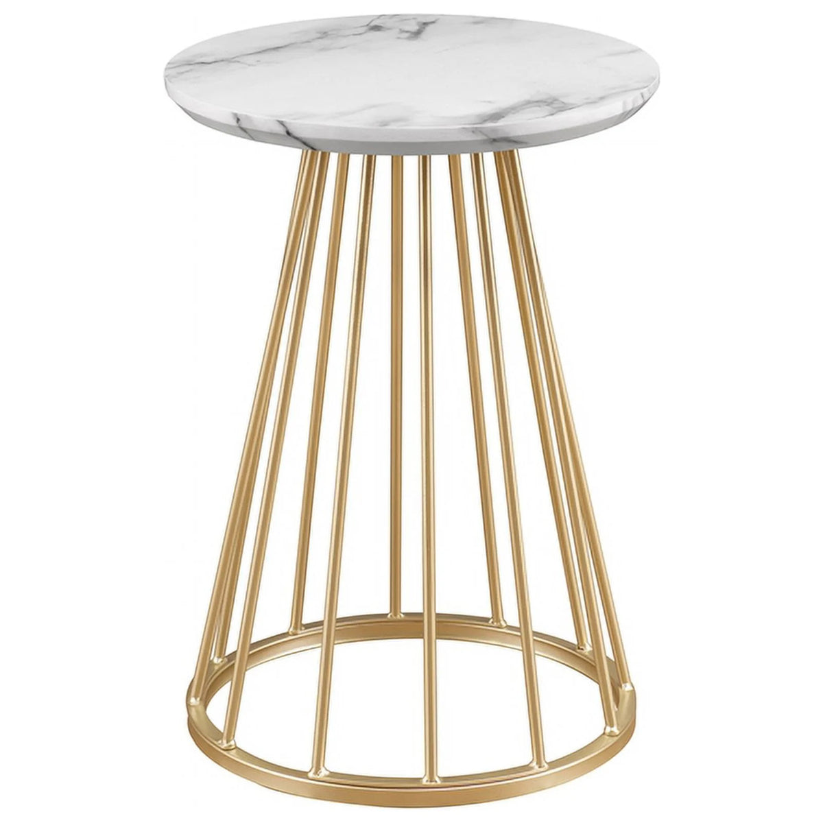 16" Modern Wood Side Table with Metal Caged Base S268434